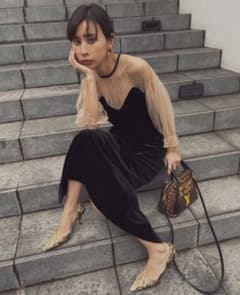 【美品】アメリヴィンテージ tulle sleeve tight dressのサムネイル