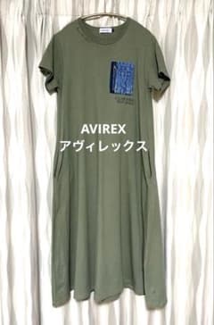 페*코님 AVIREX US AIR FORCE 카키 반소매 롱 원피