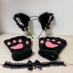 猫耳カチューシャ 肉球手袋 コスプレ 猫　ハロウィン　文化祭　JKのサムネイル