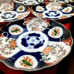 有田焼 伊万里焼 古伊万里 金彩 色絵 大皿 平皿 7寸皿5客セット ①