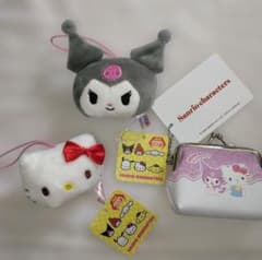 Sanrio Characters Plush Toy Mascot Coin Purse 3-Piece Set