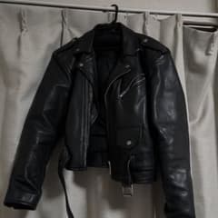 ブラック レザー ダブルライダースジャケットのサムネイル