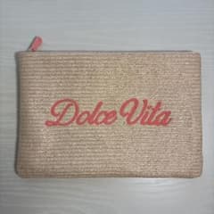 【値下げ】Dior ストロー編み ピンク 未使用 コスメポーチ ノベルティのサムネイル
