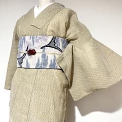 本麻ちぢみ立涌柄小紋◇広衿 極美品 本麻ちぢみ立涌柄小紋◇広衿 極美品 - メルカリ