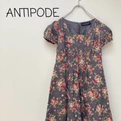 【美品】ANTIPODE ワンピース パフスリーブ 花柄 フレア スクエア