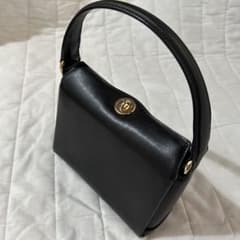 GUCCI オールドグッチ ターンロック レザー ハンドバッグブラック鏡