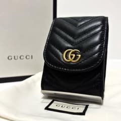 398✨美品✨グッチ シガレットケース ポーチ GGマーモント レザー ブラック 398✨美品✨グッチ シガレットケース ポーチ GGマーモント レザー