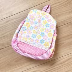 【美品】花柄ピンクリュック　キッズ　ベビー　ハンドメイドのサムネイル