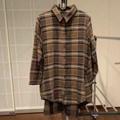 チェック柄 シャツワンピース ブラウン系のサムネイル