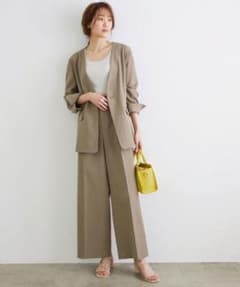 新品タグ✨ロペピクニック 麻混ノーカラーセットアップ パンツスーツ