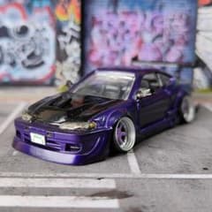 トミカ改造 S15 シルビア フルエアロ 紫 プレミアム☆深リムホットウィール トミカ改造 S15 シルビア フルエアロ 紫 プレミアム☆深リムホット