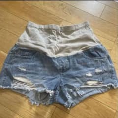 マタニティ デニムショートパンツ ダメージ加工　Lサイズ相当のサムネイル