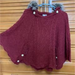 axes femme ポンチョ えんじ色のサムネイル