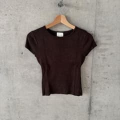 H&M リブニット 半袖 トップス ブラウン XSのサムネイル
