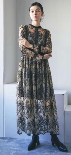 レースデザイン ロングスリーブワンピースのサムネイル