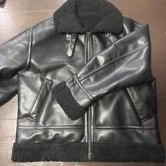 ブラックレザー ムートンコートのサムネイル