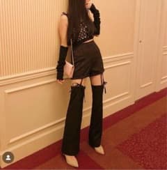 amerge アメルジュ ジャガード 2way リボンパンツ ブラックのサムネイル