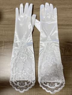 ウエディング ブライダル グローブ ロング レース 刺繍　スパンコールのサムネイル