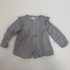チェック柄フリル長袖シャツ 95cm未満のサムネイル