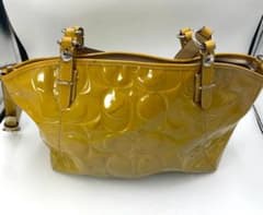 コーチ COACH 2way シグネチャー エナメル 黄色 ショルダーバッグ