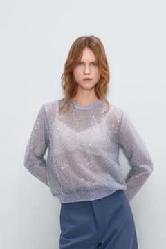 ZARA ザラ　スパンコールニット　Mのサムネイル
