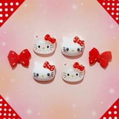 キティちゃん ネイルパーツ キティ リボン レッド うるうる キラキラ