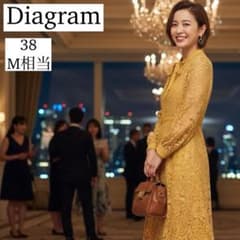 ◎春を彩る◎Diagram 総レース★ボウタイ ロングワンピース★38 M相当★のサムネイル