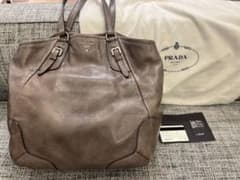 希少 プラダ PRADA 鹿革 トートバッグ 大容量 ブラウン 保存袋付 