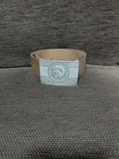 DIESEL Leather Men's Belt with Mohican Logo Buckle, Brown