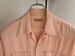 40s 50s レーヨン オープンカラー シャツ ピンク vintage - メルカリ