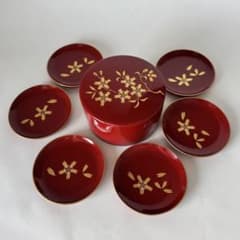 京漆器象彦　桜　朱色　久美皿(小皿)セットのサムネイル