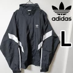 アディダス 黒 トラック ナイロンジャケット 男性L ブルゾン 遠藤
