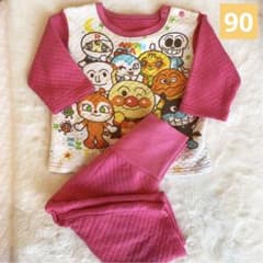 アンパンマン パジャマ 上下SET 長袖 ピンクの腹巻きパジャマ　90cmのサムネイル