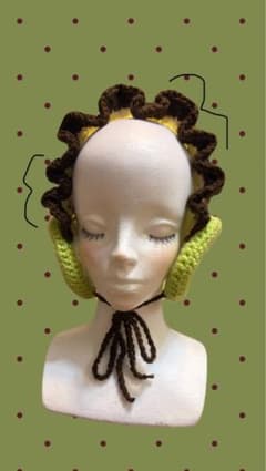 ハンドメイド 黄緑のボタンモチーフのイヤーマフのサムネイル