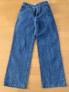 青デニム ワイドレッグパンツ