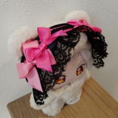 現品販売】いつぬい用 ヘッドドレス ピンク 黒リボン ぬい服 - メルカリ