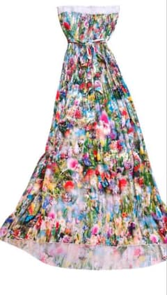 蜷川実花MIKANINAGAWA花柄ベアプリーツマキシドレスパーティ 