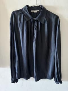 STELLA McCARTNEY シルクストライプブラウス　ネイビー40のサムネイル