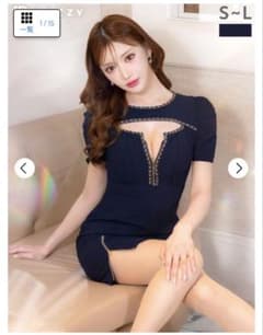 dazzystoreゴールドチェーン谷間魅せジップ太ももスリットタイトミニドレスのサムネイル