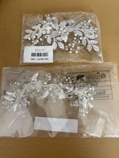ウェディングヘッドドレス シルバー 花のサムネイル