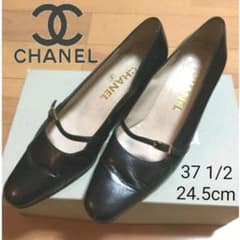 美品❣️CHANEL ブラックレザーパンプス 24.5cm - メルカリ