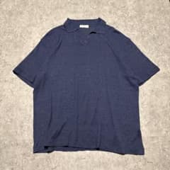 エルメネジルドゼニア リネン混 ニット ポロシャツ XL とろみ ネイビー エルメネジルドゼニア リネン混 ニット ポロシャツ XL とろみ ネイビー