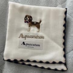 Aquascutum ハンカチ ドッグ刺繍 ホワイトのサムネイル