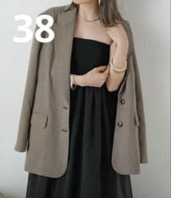omekashi オメカシ パワショルテーラードジャケット チェック 38 美品 