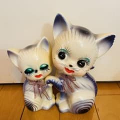 昭和レトロ レトロ ビンテージ 陶器製　猫の置物 猫 ねこ アンティークのサムネイル
