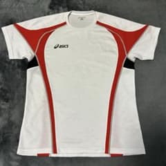 asics メッシュ Tシャツ Mサイズ ホワイト/レッド/ブラックのサムネイル