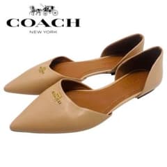 COACH コーチ 立体ロゴ ポインテッドトゥ フラットシューズ
