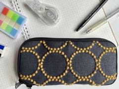 ☆完成品 【ペンケース】ミナペルホネン タンバリン チャコール