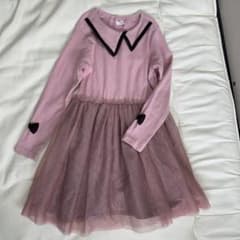 【美品】ピンク 長袖 ワンピース チュールスカート　140センチのサムネイル