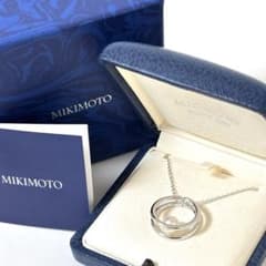 極美品】 ミキモト MIKIMOTO アコヤパール ネックレス ダブルリング 